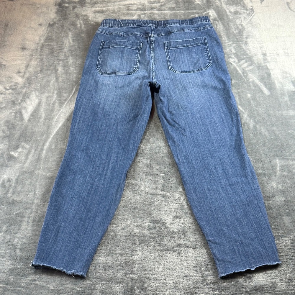 Judy Blue Denim Joggers Medium Wash Raw Hem Drawstring Jeans Size 11/30 - Picture 8 of 9